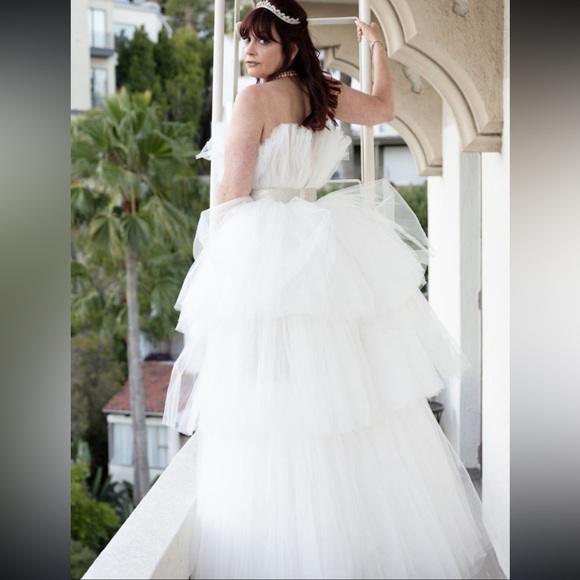 EUC Bronx and Banco Anna Tulle High-Low Strapless Gown - Picture 1 of 9